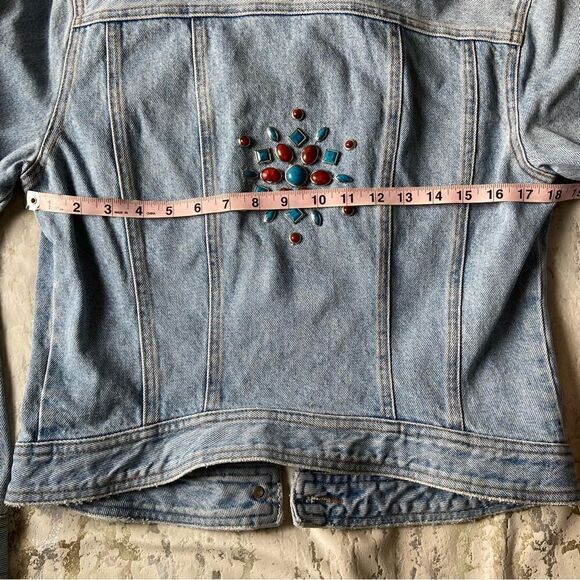 ABS Allen Schwartz Embellished Jean jacket Y2K 00s country western - Picture 6 of 10